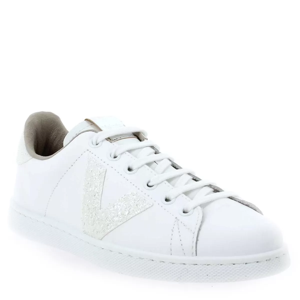 1125188 Tenis Piel Virutas Glitter - Blanc*Victoria Fashion