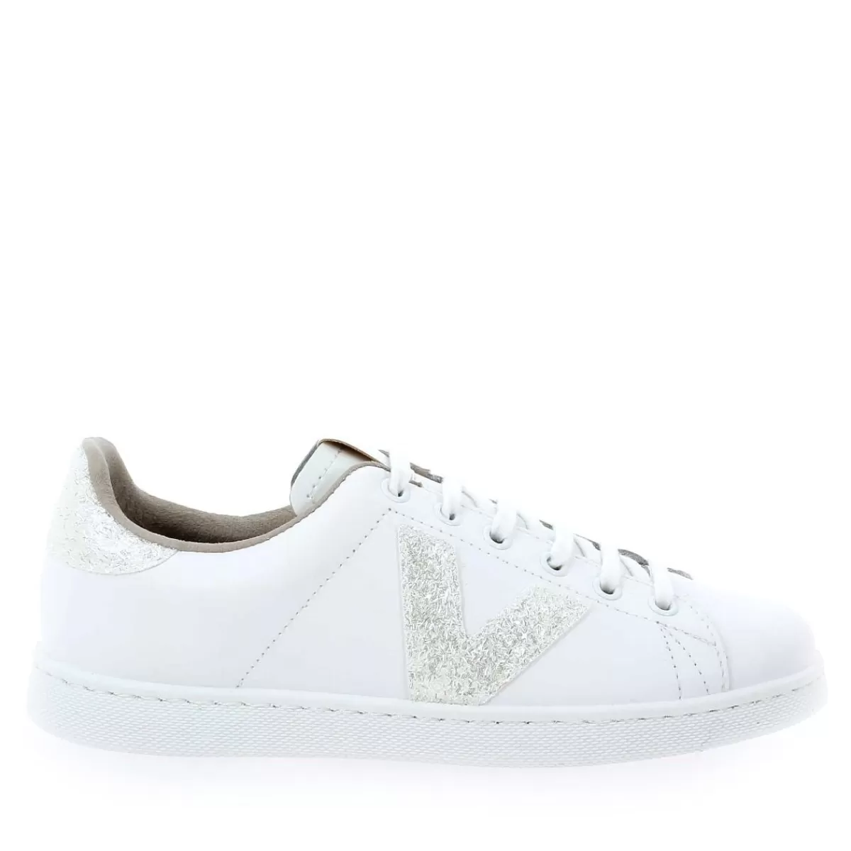 1125188 Tenis Piel Virutas Glitter - Blanc*Victoria Fashion