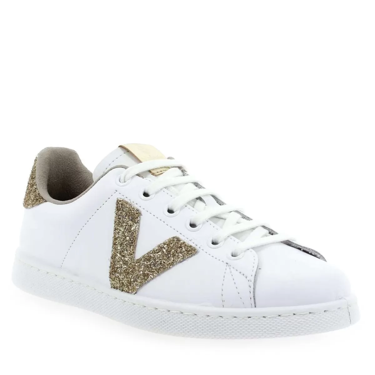 1125188 Tenis Piel Virutas Glitter - Blanc Marron Platine*Victoria Sale