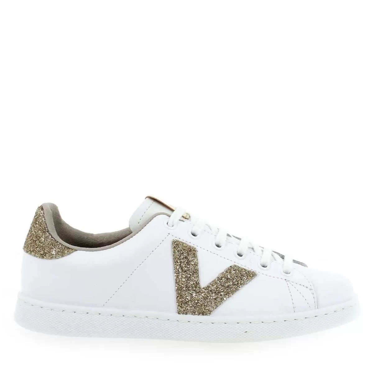 1125188 Tenis Piel Virutas Glitter - Blanc Marron Platine*Victoria Sale