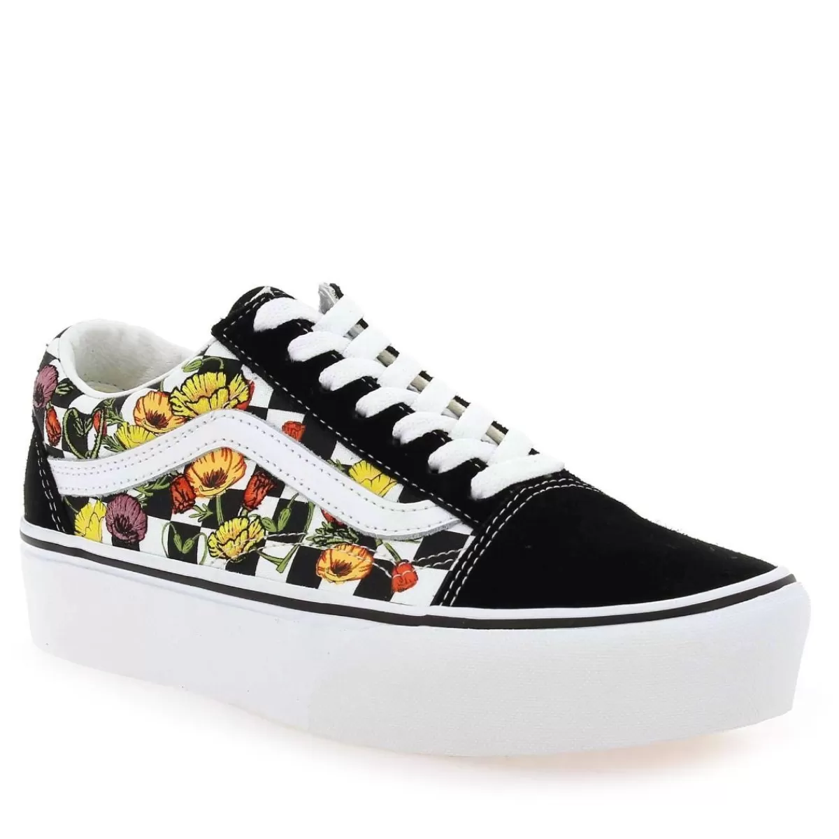 Old Skool Platform Poppy Checkerboard - Noir Multi*Vans Fashion