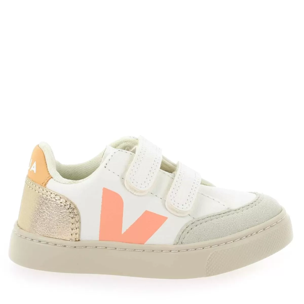 Veja Basket | Small V12 Velcro - Blanc Platine