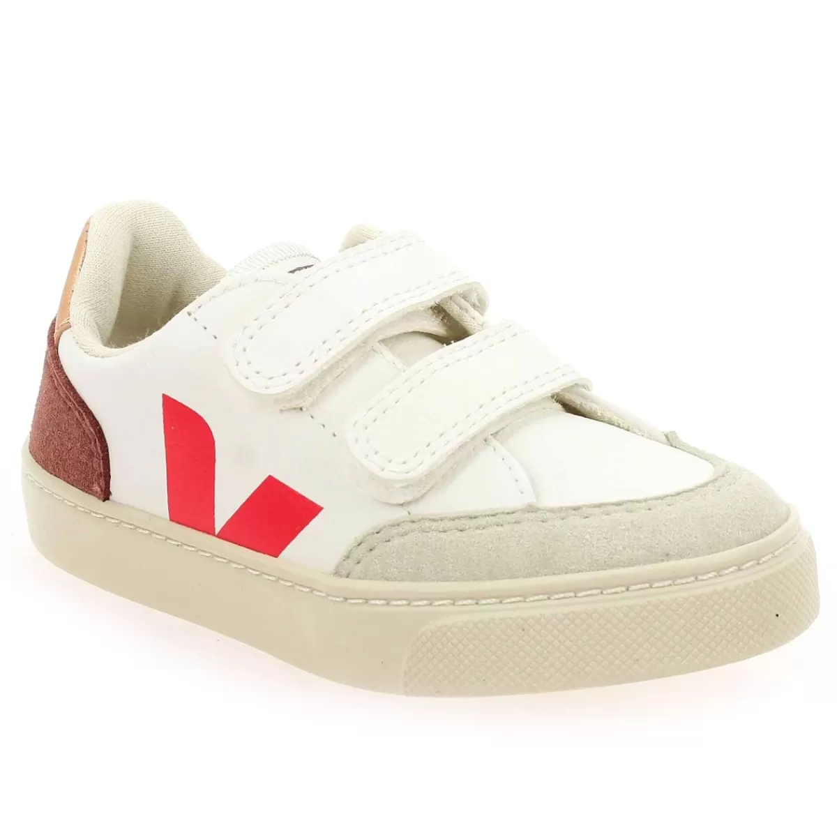 Veja Basket | Small V12 Velcro - Blanc Rose