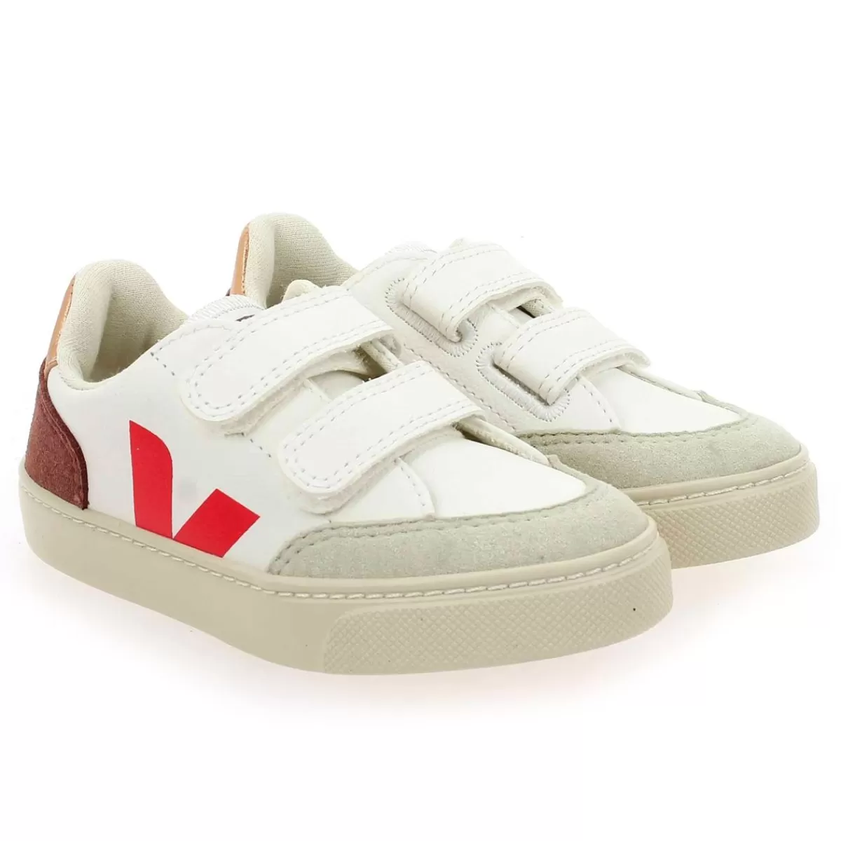 Veja Basket | Small V12 Velcro - Blanc Rose