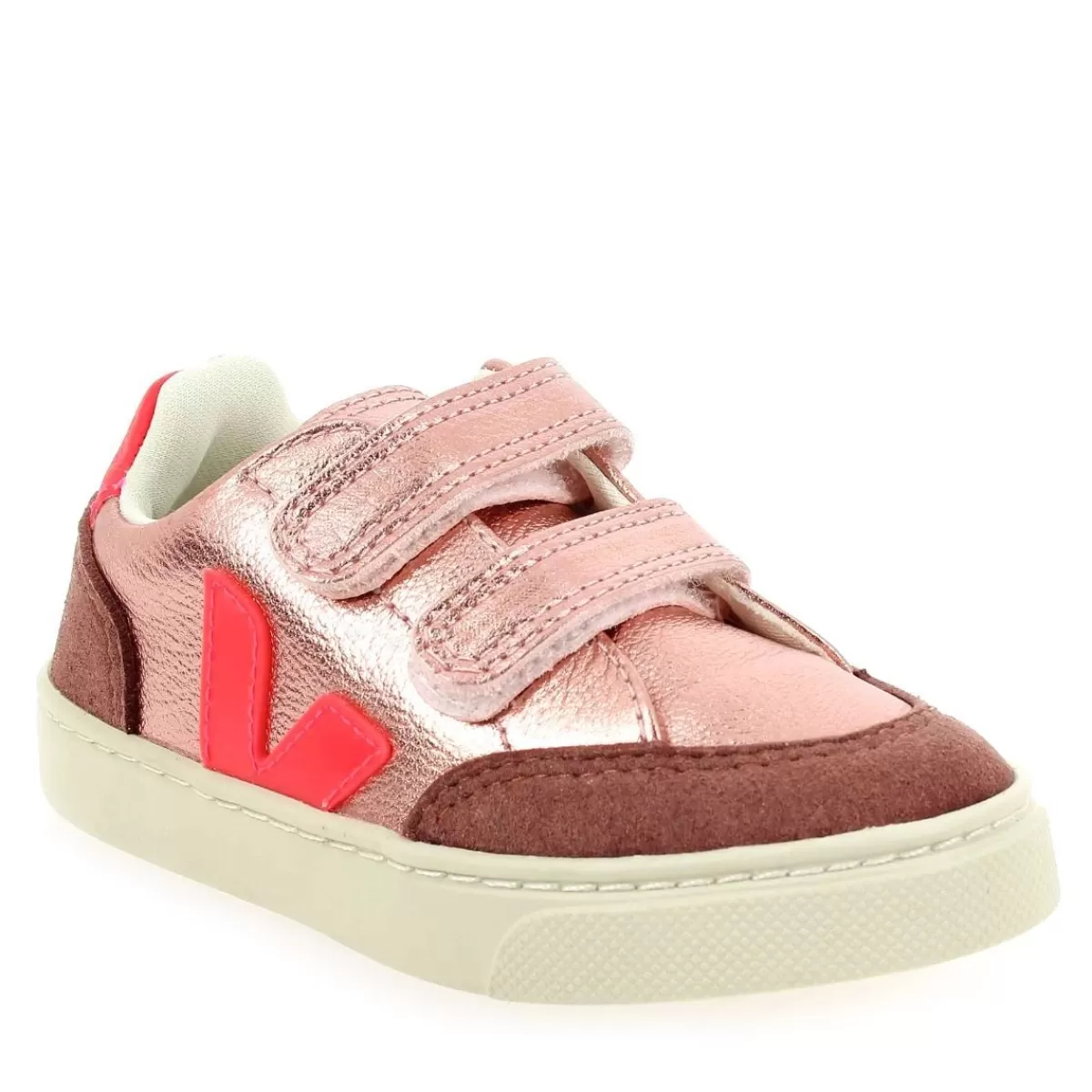 Veja Basket | Small V12 Velcro - Rose Fluo