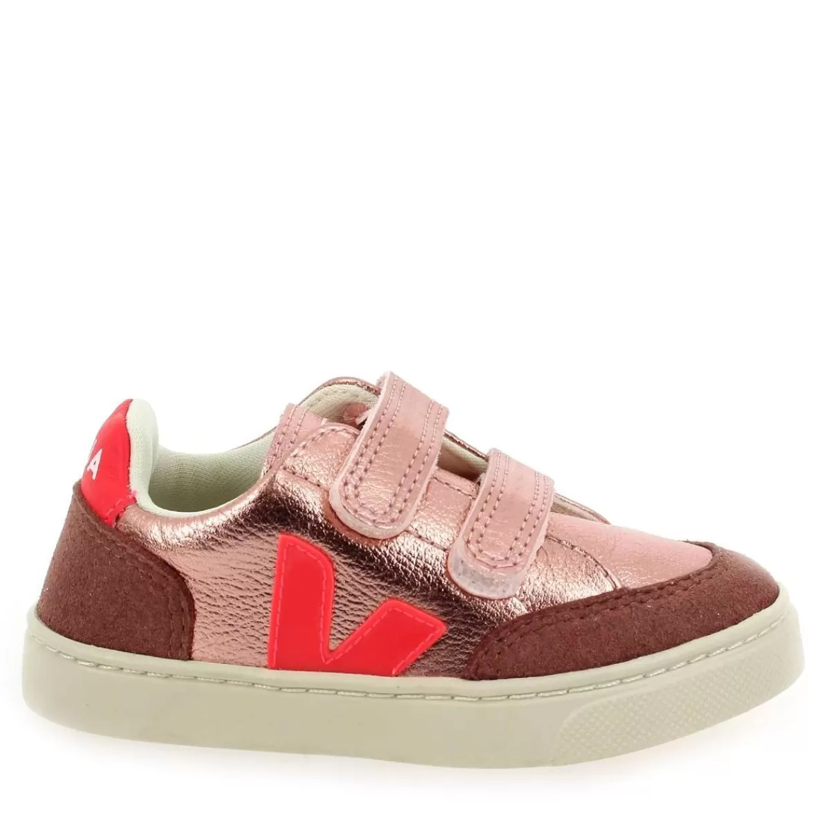 Veja Basket | Small V12 Velcro - Rose Fluo