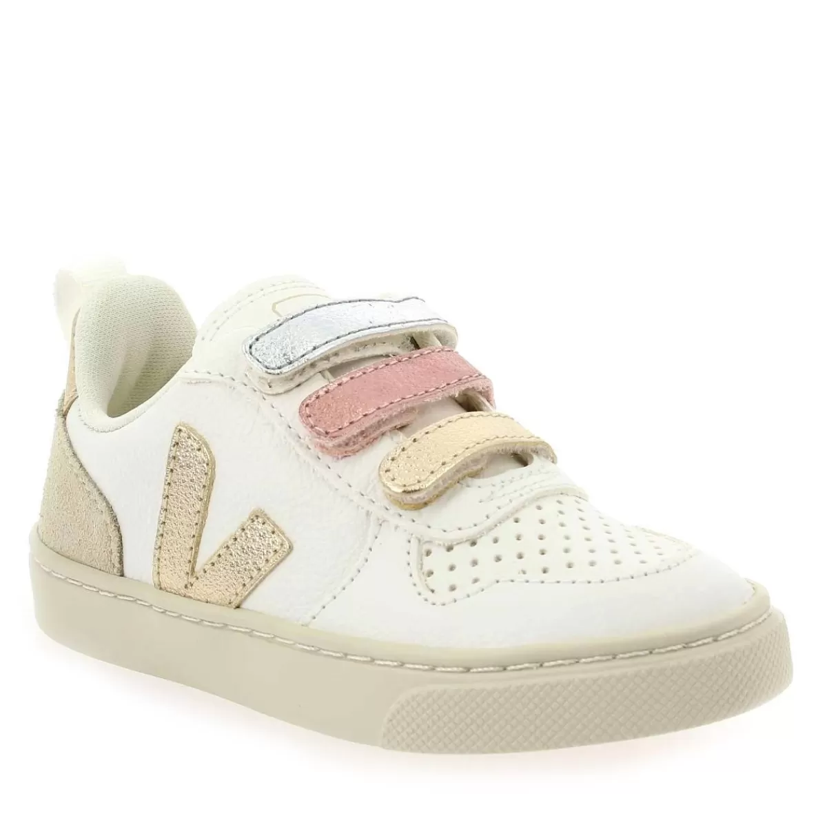 Veja Basket | V - 10 Velcro E22 - Blanc Platine