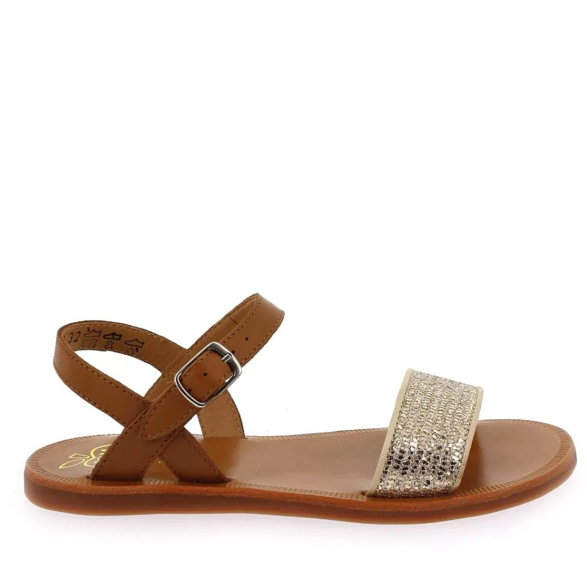 Pom d'api Sandale | Plagette Buckle Tao - Camel Dore