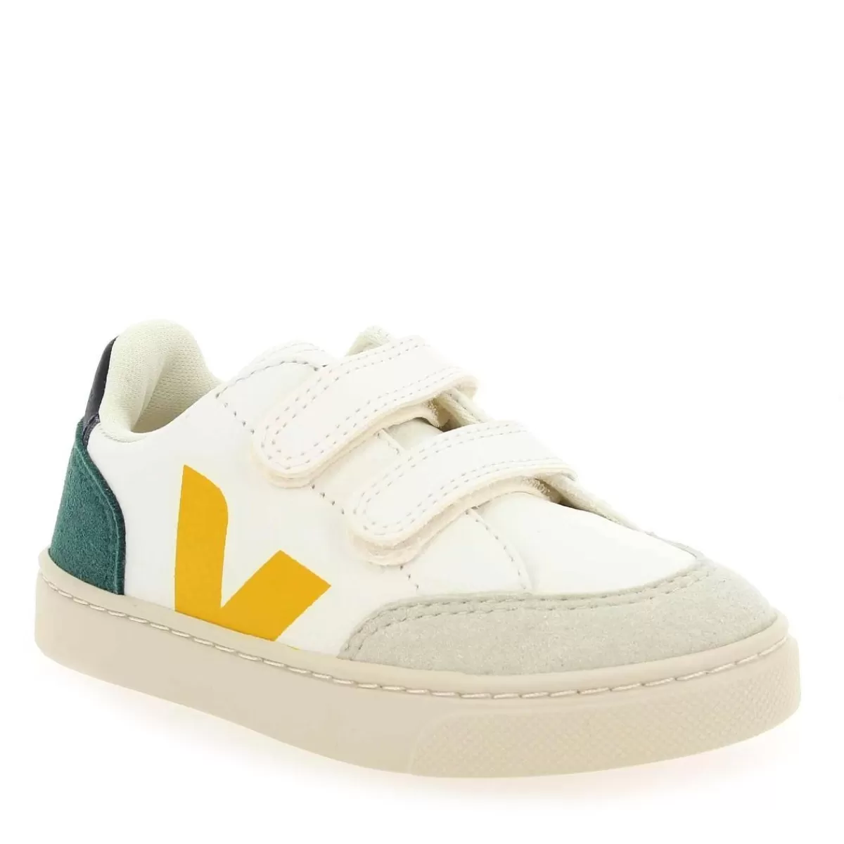 Veja Basket | Small V12 Velcro - Blanc Jaune