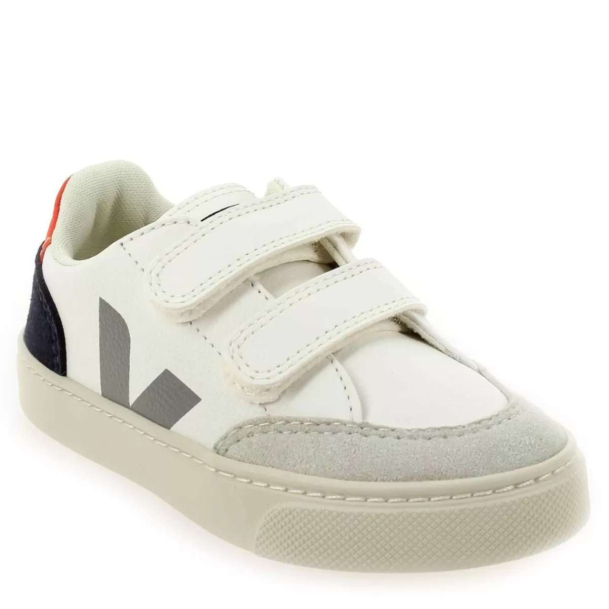 Veja Basket | Small V12 Velcro - Blanc Marine